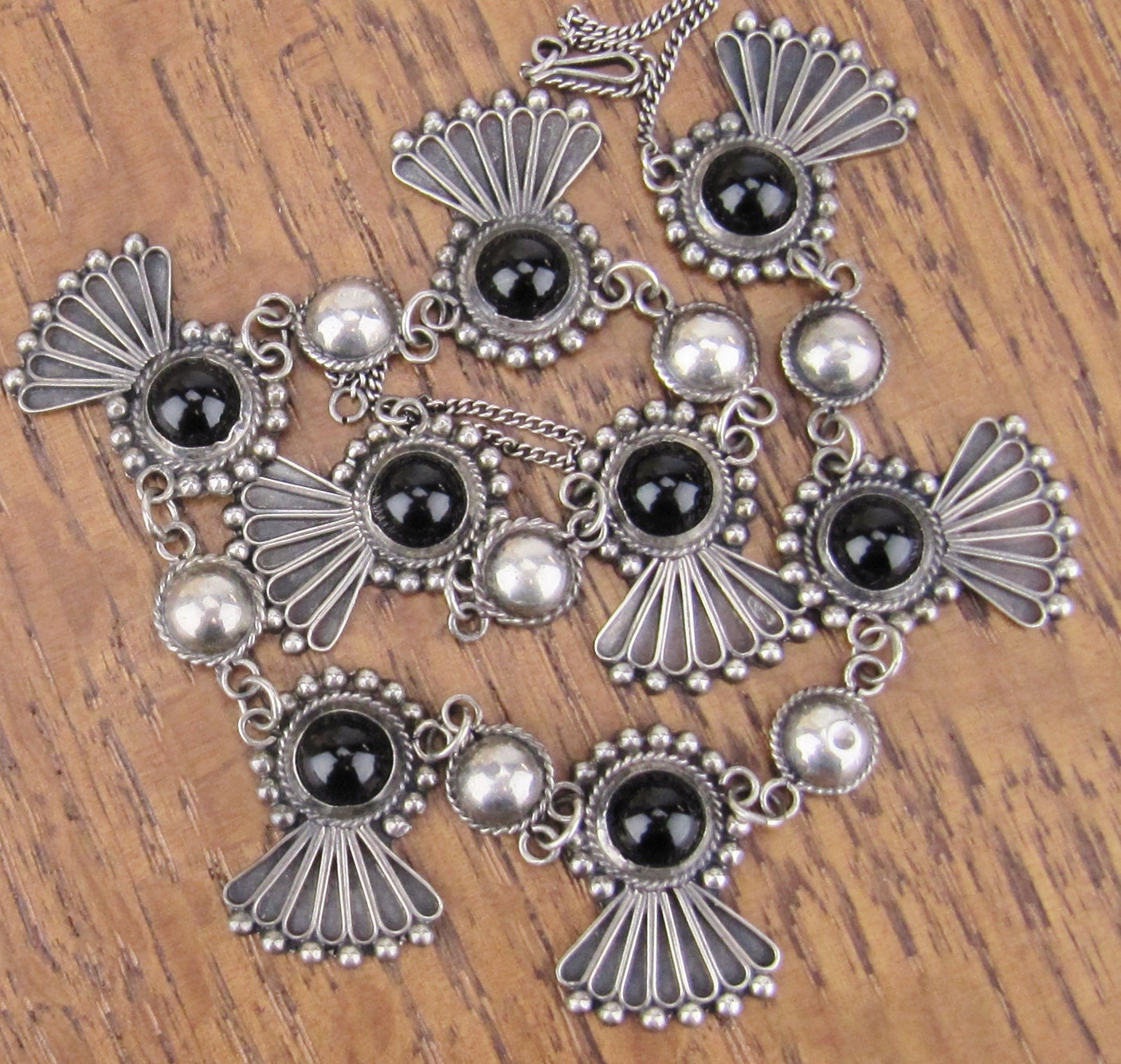 Vintage Mexican Sterling Silver Onyx Necklace Jewelry Art Deco - Etsy てなグッズや Vintage Mexican Necklace Onyx Silver ネックレス