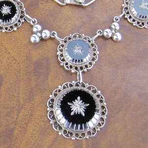 Vintage Sterling Silver Black Necklace jewelry pendant lavalier 925