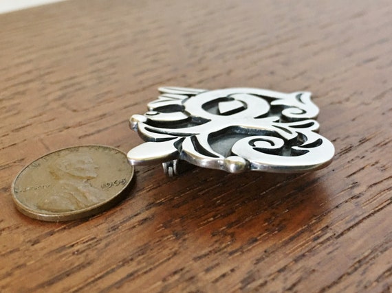 Vintage Sterling Silver Taxco Mexico Pin Brooch E… - image 3