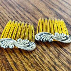 Vintage Sterling Silver AEM Hair Combs Pair two Hecho en Mexico 8.2 grams