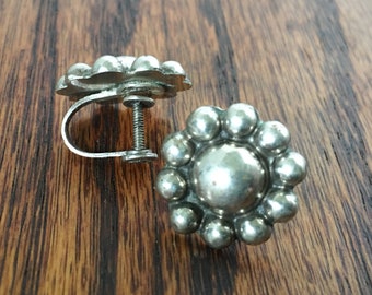 Vintage Sterling Silver Earrings Screw back Mexico 1940s  Jewelry 925 4 grams