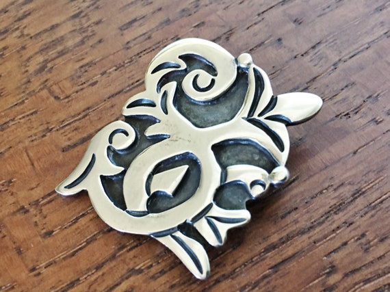 Vintage Sterling Silver Taxco Mexico Pin Brooch E… - image 1