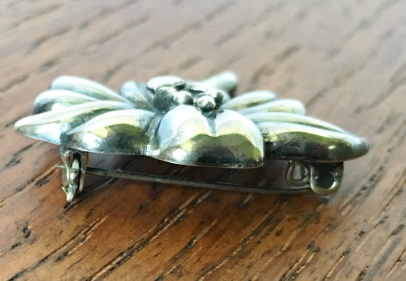 Vintage Mexico Sterling Silver Flower Brooch Pin Pre Eagle 6 Grams