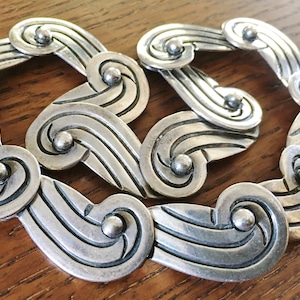 LOS CASTILLO Vintage Sterling Silver riveted Circle Swirl Heavy Necklace 340 pre-Eagle Hecho en Mexico 925 105 grams