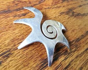 MARICELA Isidro Garcia Pina Sterling Swirl Star Pin Brooch Eagle mark Tasco Hecho en Mexico 15 grams