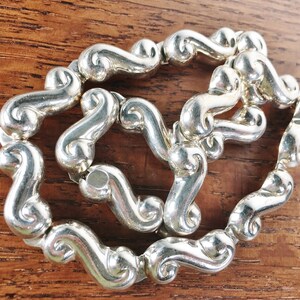 Vintage Sterling Silver Swirls Curlicue Heavy Riveted Necklace 925 made in Mexico TD-88  81 grams