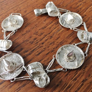 Vintage Sterling Silver Sombrero la Chancla Bracelet Hat Sandal Hand made in Mexico 925 13 grams
