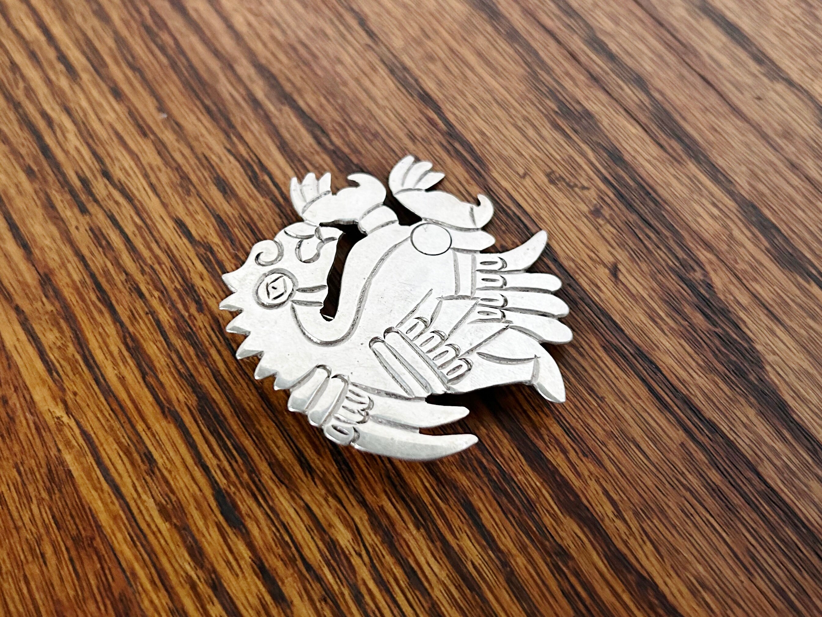 Vintage Sterling Silver Pin Brooch Mayan Aztec Eagle Bird Condor 980 ...