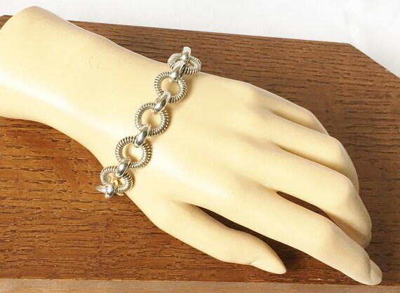 Vintage Sterling Silver Round Circles Links Chain Bracelet Jewelry 