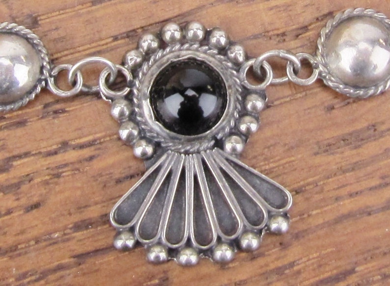 Vintage Mexican Sterling Silver Onyx Necklace Jewelry Art Deco Etsy
