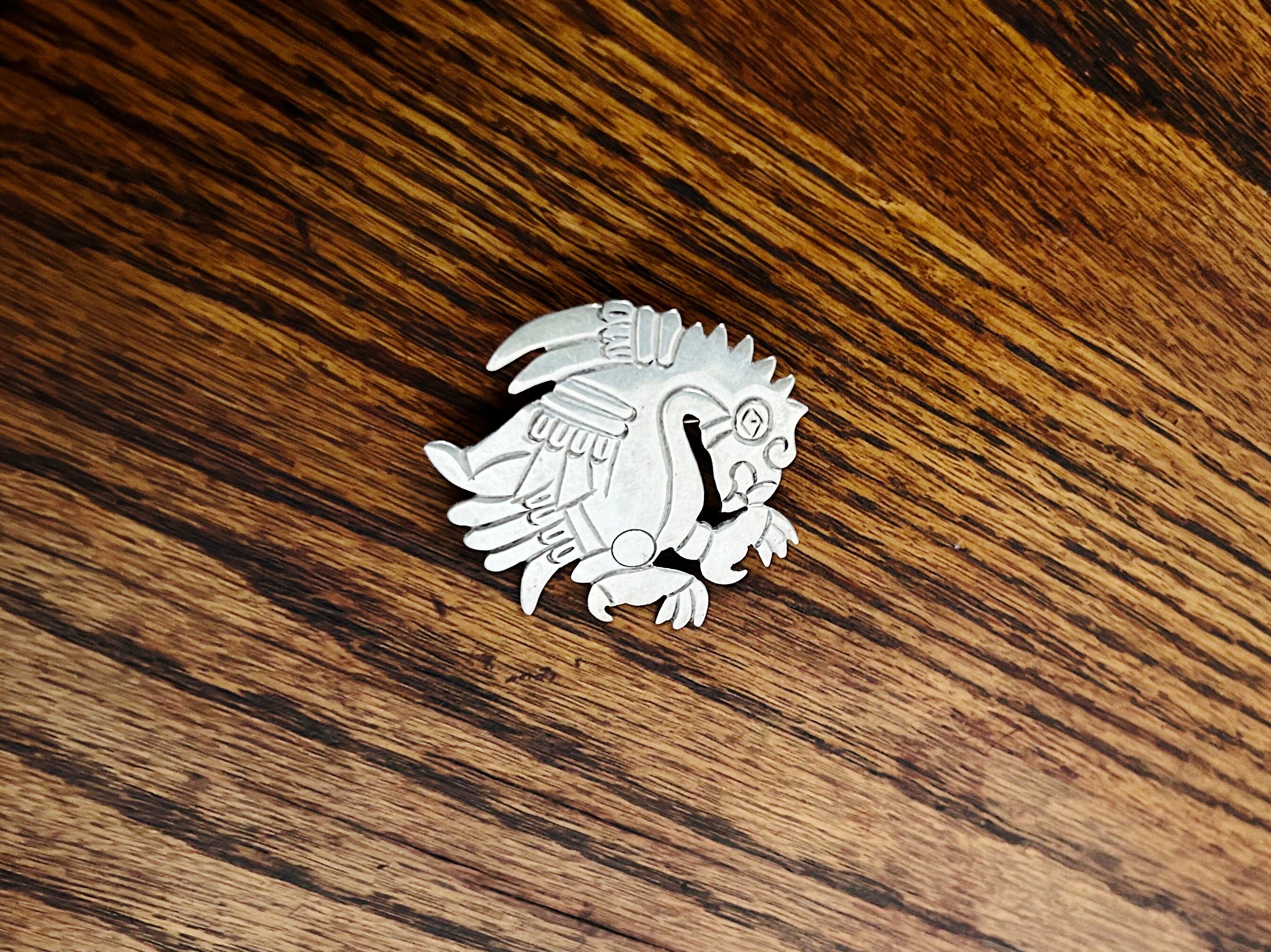 Vintage Sterling Silver Pin Brooch Mayan Aztec Eagle Bird Condor 980 ...