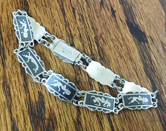 Vintage Sterling Silver Siam Bracelet 8.5 grams