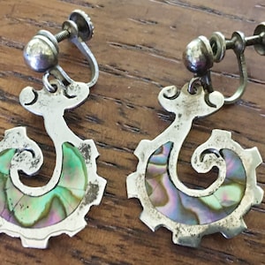Sterling Silver screwback Earrings Abalone shell IGUALA 925 Hecho en Mexico 925 LCC 7 grams