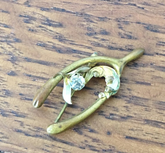 Victorian Lucky Wishbone pin brooch vintage lily … - image 2