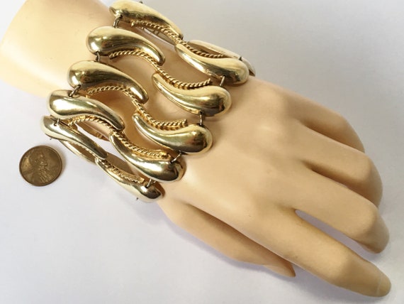 Vintage Mexican Sterling Silver Gold Wash Bracele… - image 10