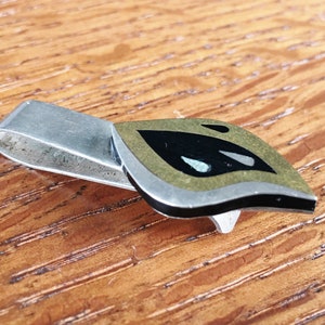 Vintage Sterling Silver and Brass Modernist Tie Bar clip Hecho en Mexico Mexican 8 grams