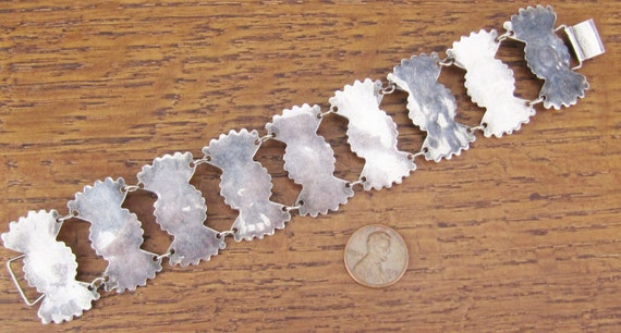 Vintage Mexican Sterling Silver onyx Bracelet jew… - image 2