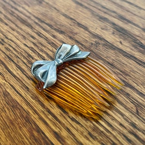 LOS CASTILLO Sterling Silver Vintage Hair Comb Ribbon Bow 727 Taxco Hecho en Mexico 8.5 grams