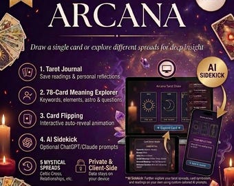 Interactive Tarot Journal & Reader | Digital Spreads, Meanings (Download)