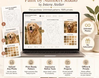 Photo Paint by Numbers Generator | Printable Pattern Maker | Offline Digital App
