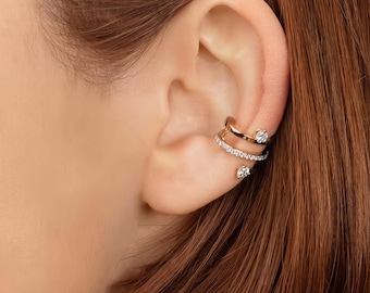 925 Sterling Silver Zircon Earrings, White CZ Hoop Earrings, Elegant Minimalist Silver Earrings, Dainty Everyday Jewelry, Gift for Her