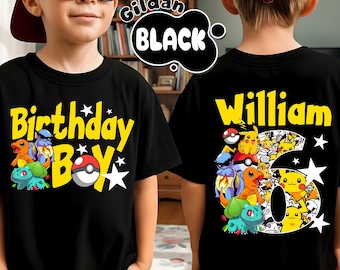 Pokemon Birthday Shirt, Custom Name Pokemon Shirt, Pokemon, Personalized Pokemon Birthday, Pokemon tee, Gift for Kids, Pikachu Shirt