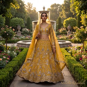 Mustard Yellow Bridal Lehenga Choli for Women, Heavy Embroidered Wedding Lehenga, Indian Bridal Wear, Reception Outfit, Festive Dress