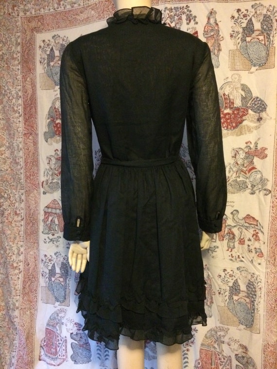 Vintage black sheer ruffled dress - image 2