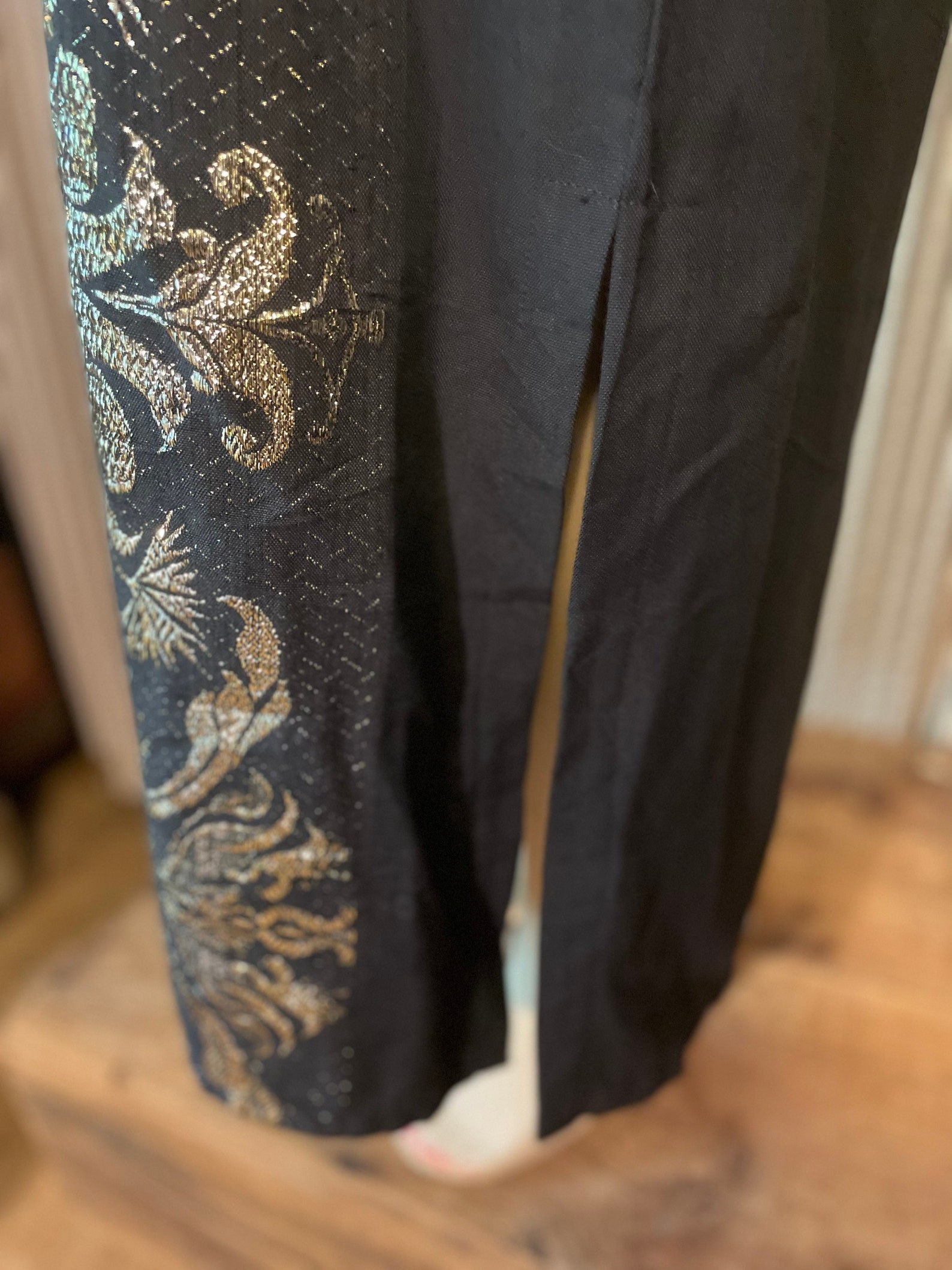 Black Long Pullover Robe With Gold Weave - Etsy