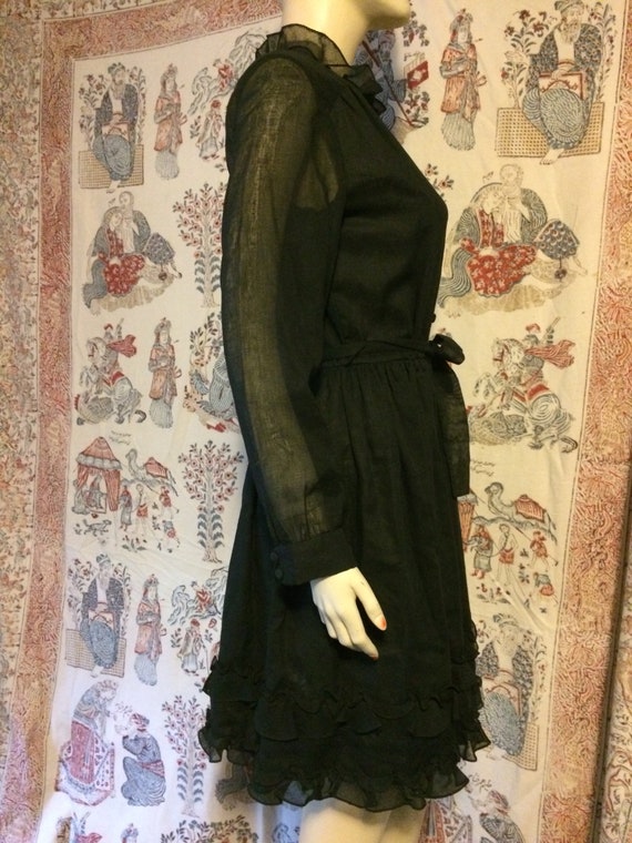 Vintage black sheer ruffled dress - image 3