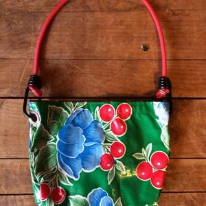 Oil cloth purse with cherries and flower design image 2