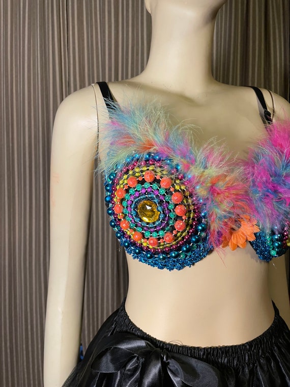 Costume bra with beads and feather embellishments - image 2