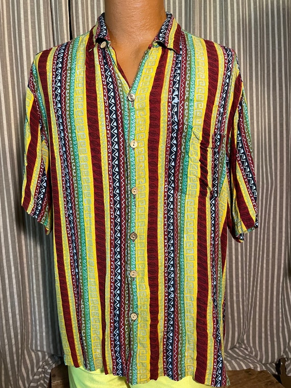 Jack Hollywood vintage striped rayon shirt