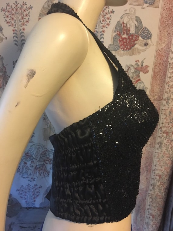 Black sequin halter bustier - image 2