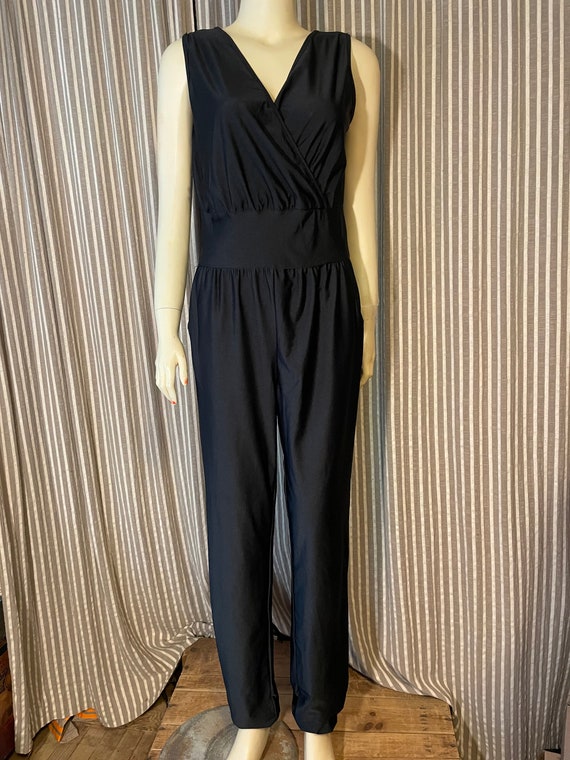 Black poly spandex jumpsuit