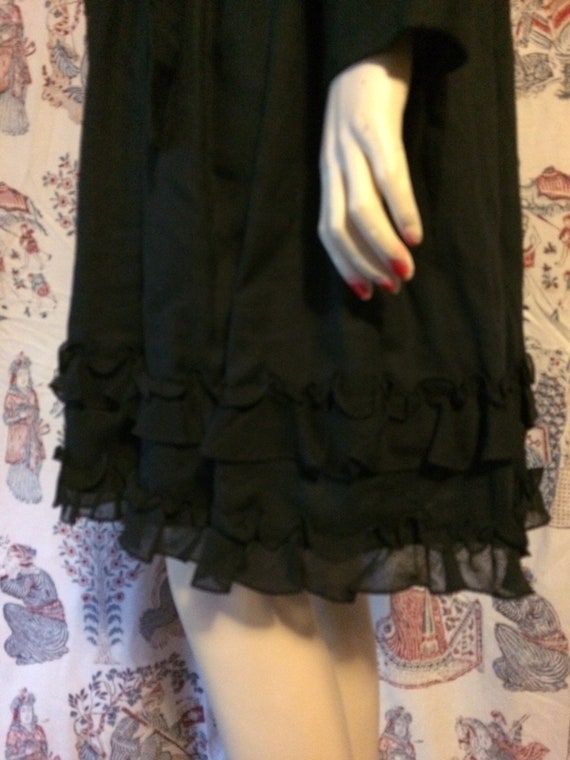 Vintage black sheer ruffled dress - image 4