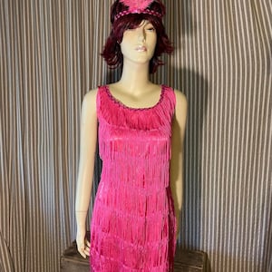 hot pink flapper dress 49" Pink and Black Funtime Flapper Women Adult Halloween Costume