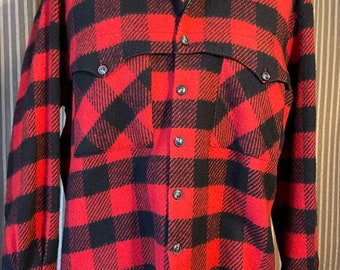 Vintage Neiman Marcus red and black buffalo plaid wool shirt