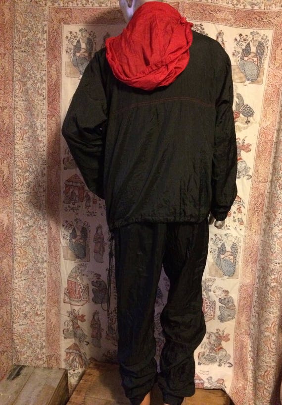 Men's black with red accents nylon track suit - image 3