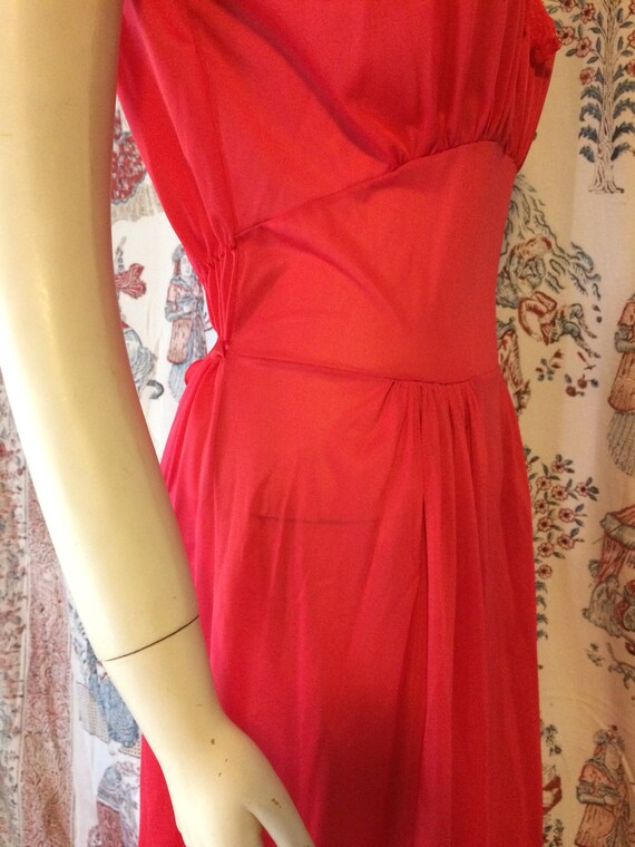 Vintage sheer red nylon long gown - image 6