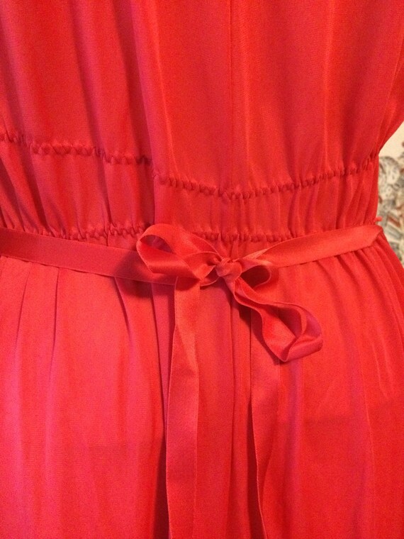 Vintage sheer red nylon long gown - image 7