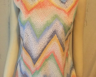 Vintage Nardis of Dallas colorful design sleeveless polyester top.