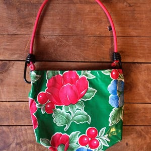 Oil cloth purse with cherries and flower design image 1