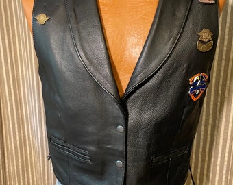 Black leather vintage men’s motorcycle vest