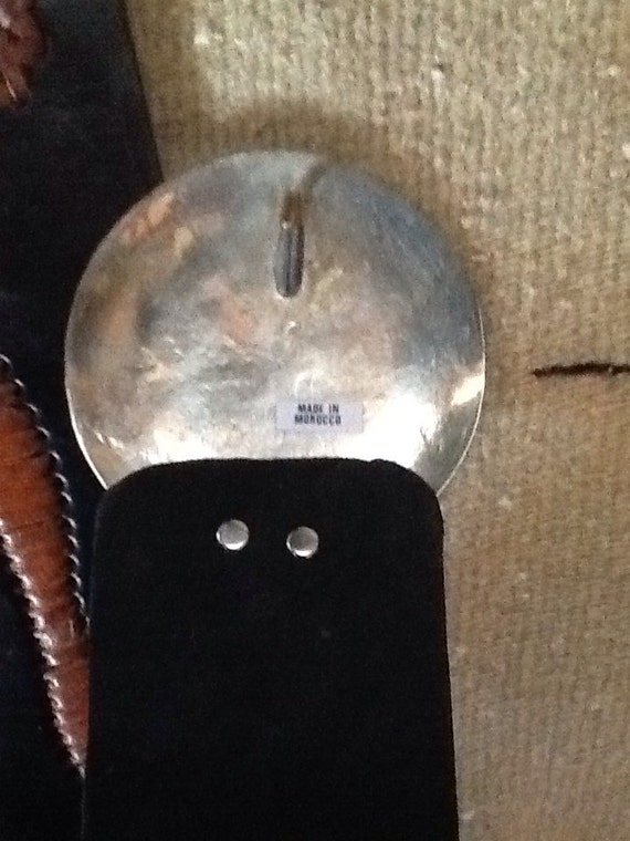 Moroccan Tooled BrownLeather Statement Belt - image 4