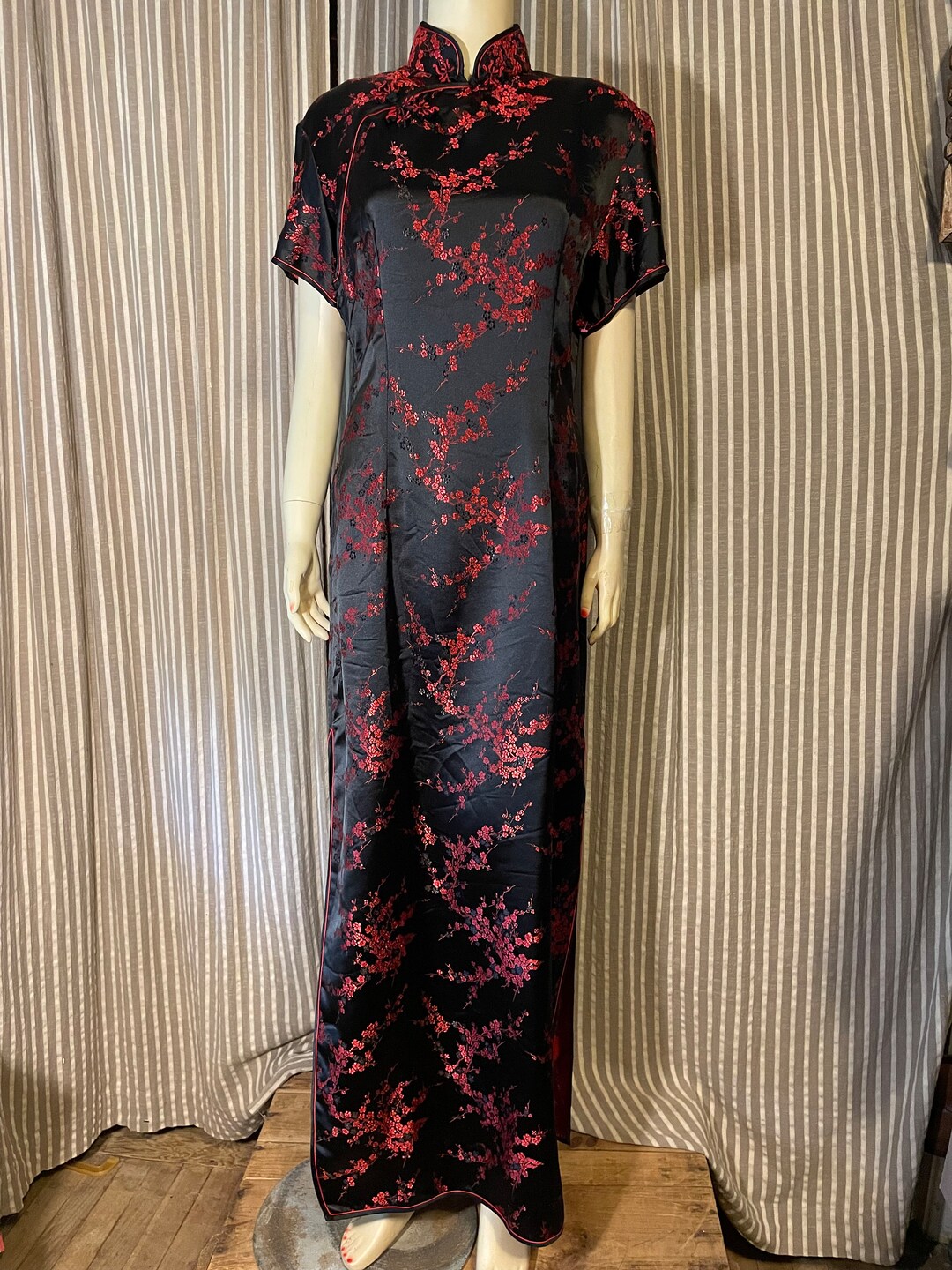 Asian Red Brocade Tube Dress 8302