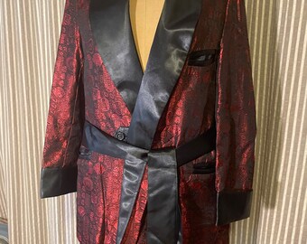 Casino brocade retro smoking jacket robe