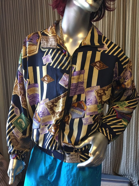 Vintage silk windbreaker jacket with travel souven
