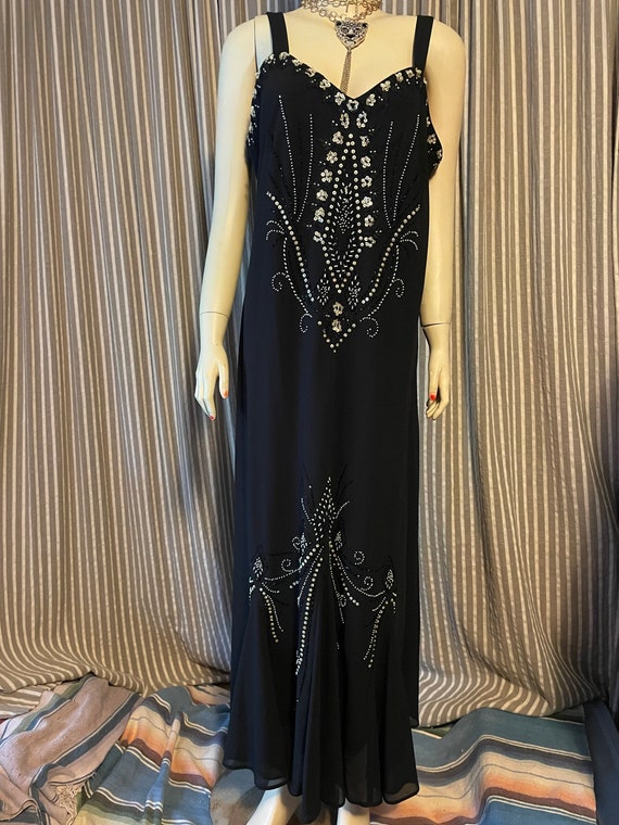 Retro beaded and sequined flapper style long dress