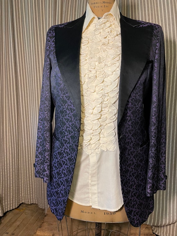 Black and purple brocade satin vintage tuxedo jack